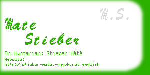 mate stieber business card